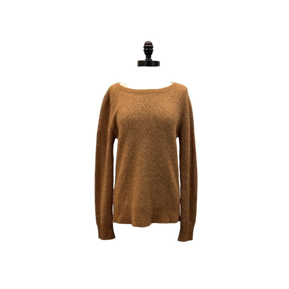 Caroll Paris Sweater‎ Womens Size S Brown Excellent Chevron Pointelle Knit Top